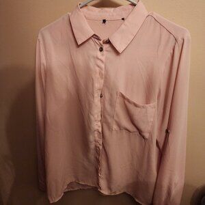 medium button up pink blouse perfect for work corporate professional life